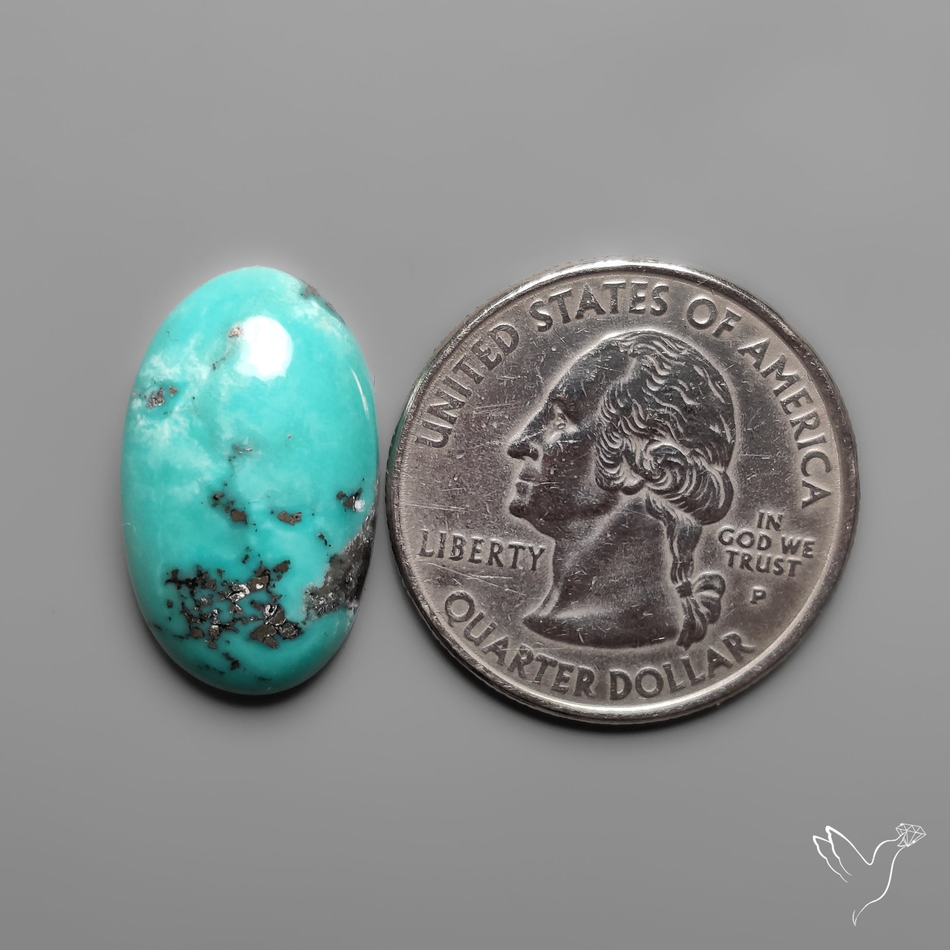 Rare Persian Turquoise with Pyrite Cabochon