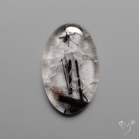 Black Tourmalinated Quartz Cabochon