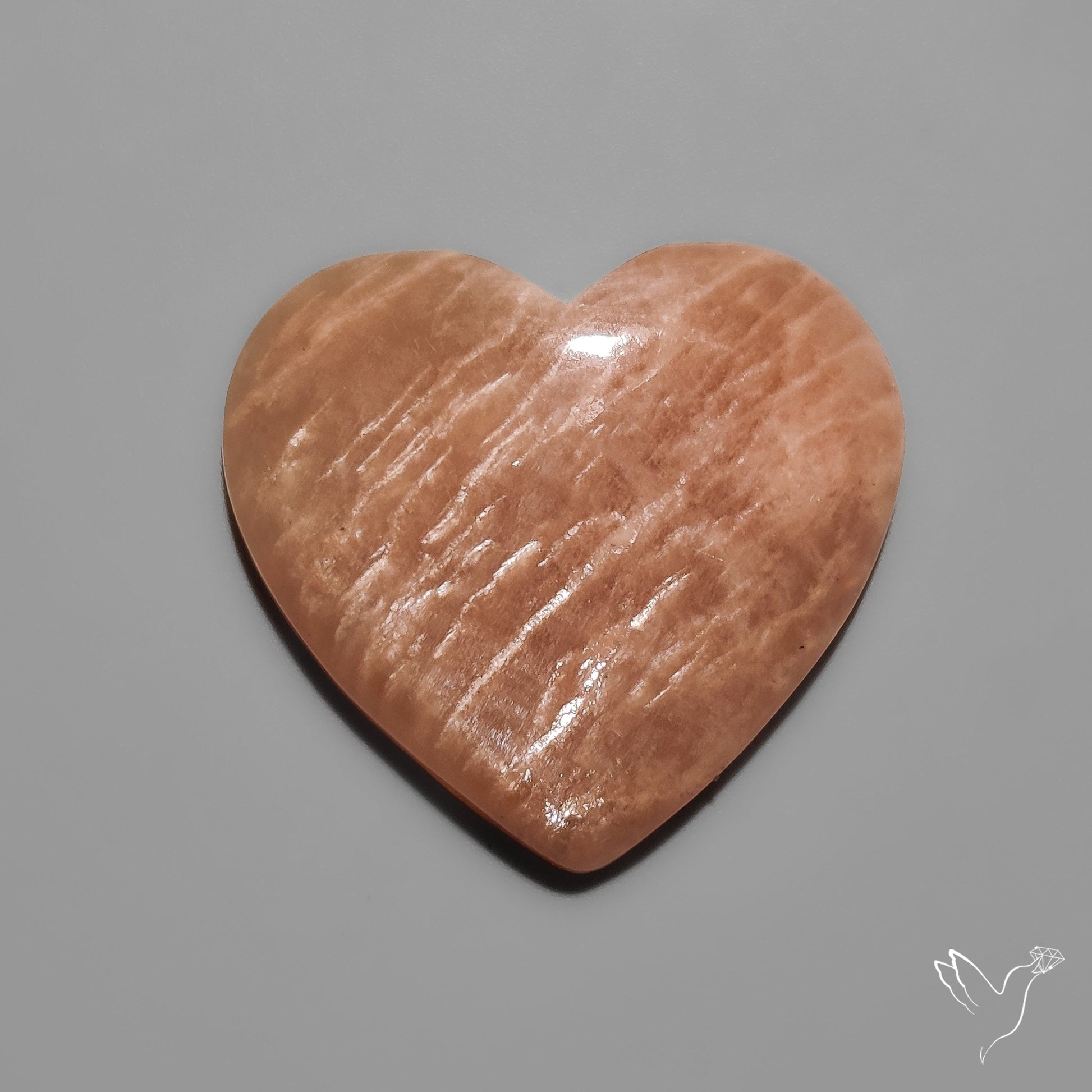 Peach Moonstone Heart Carving