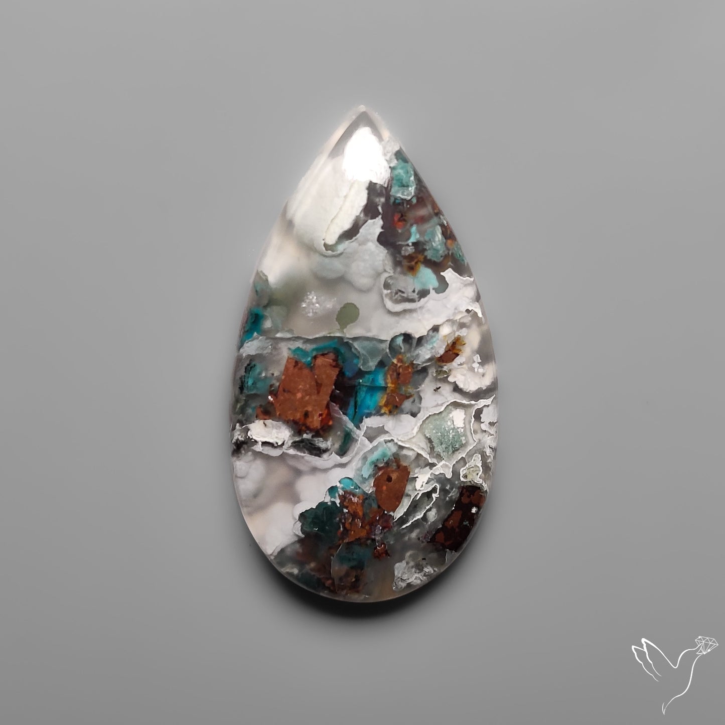 Confetti Gem Chrysocolla Cabochon from Arizona with Native Copper