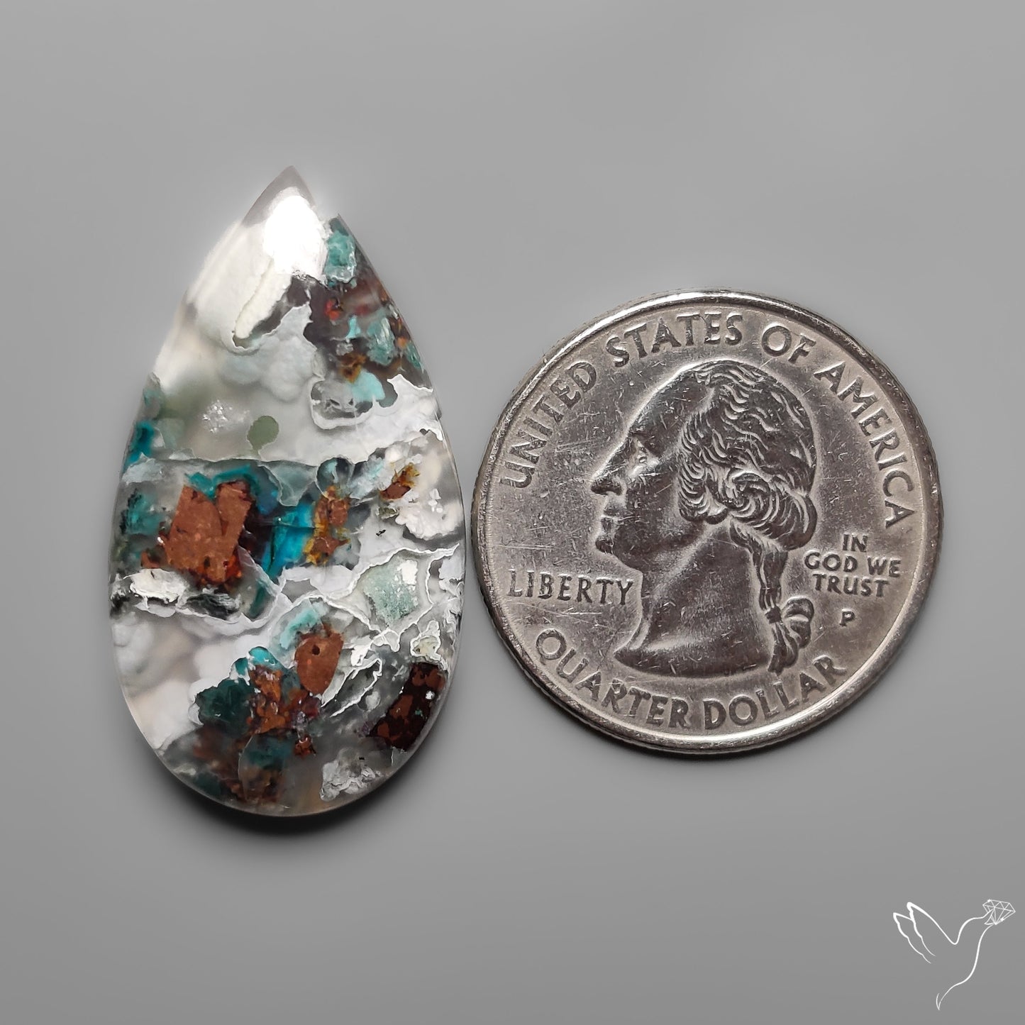 Confetti Gem Chrysocolla Cabochon from Arizona with Native Copper