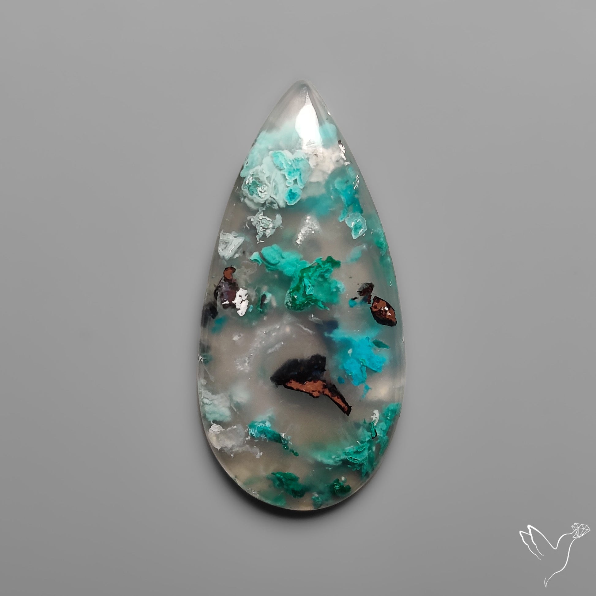 Confetti Gem Chrysocolla Cabochon from Arizona with Native Copper