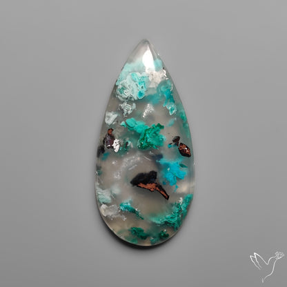 Confetti Gem Chrysocolla Cabochon from Arizona with Native Copper