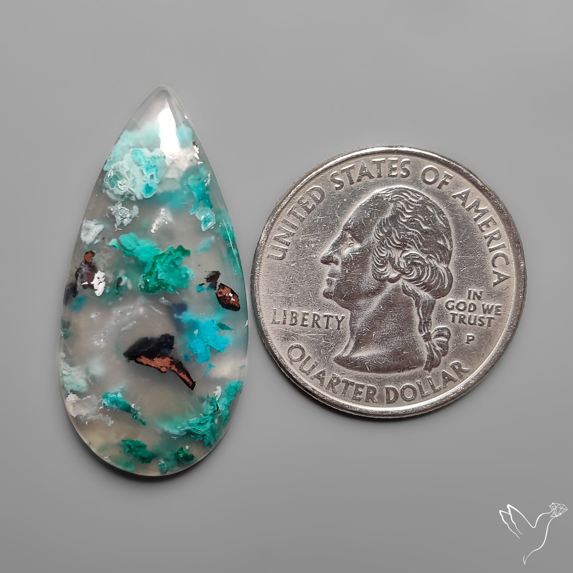 Confetti Gem Chrysocolla Cabochon from Arizona with Native Copper