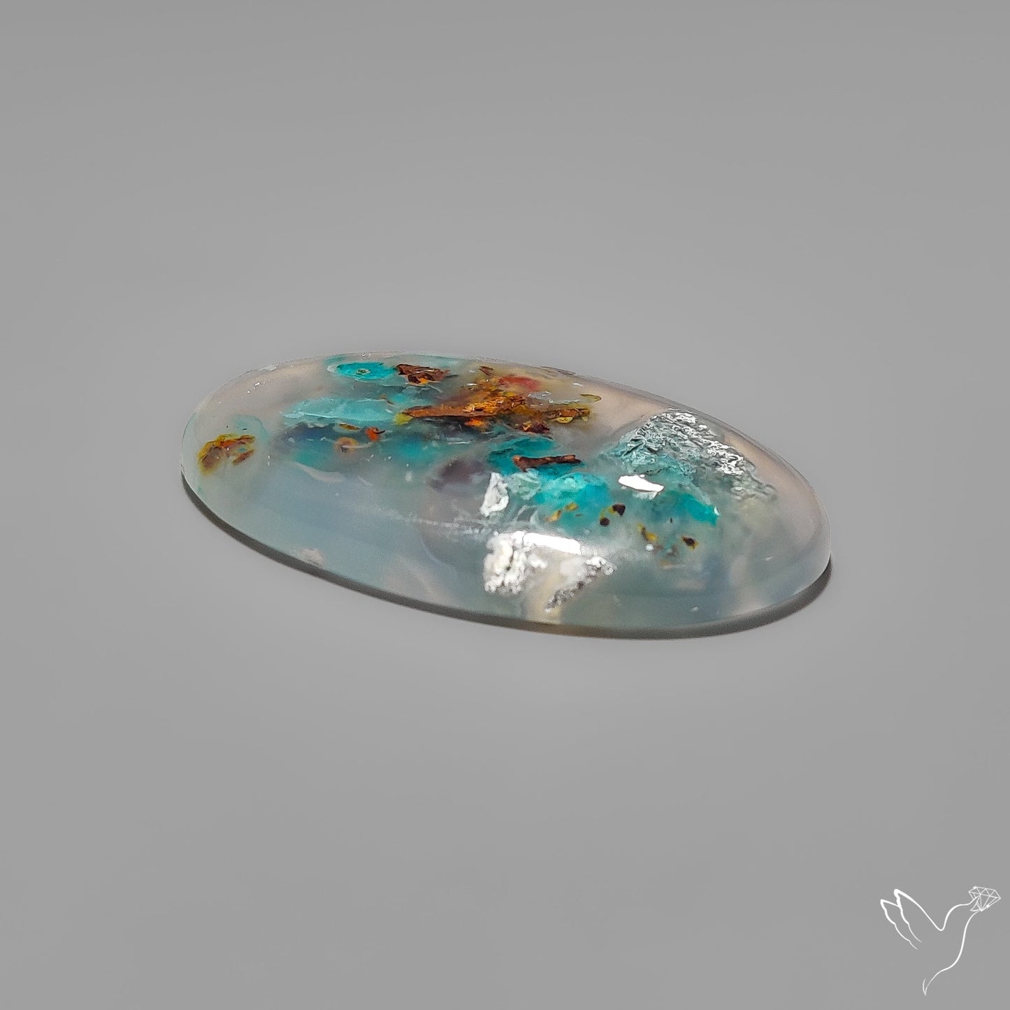 Confetti Gem Chrysocolla Cabochon from Arizona with Native Copper