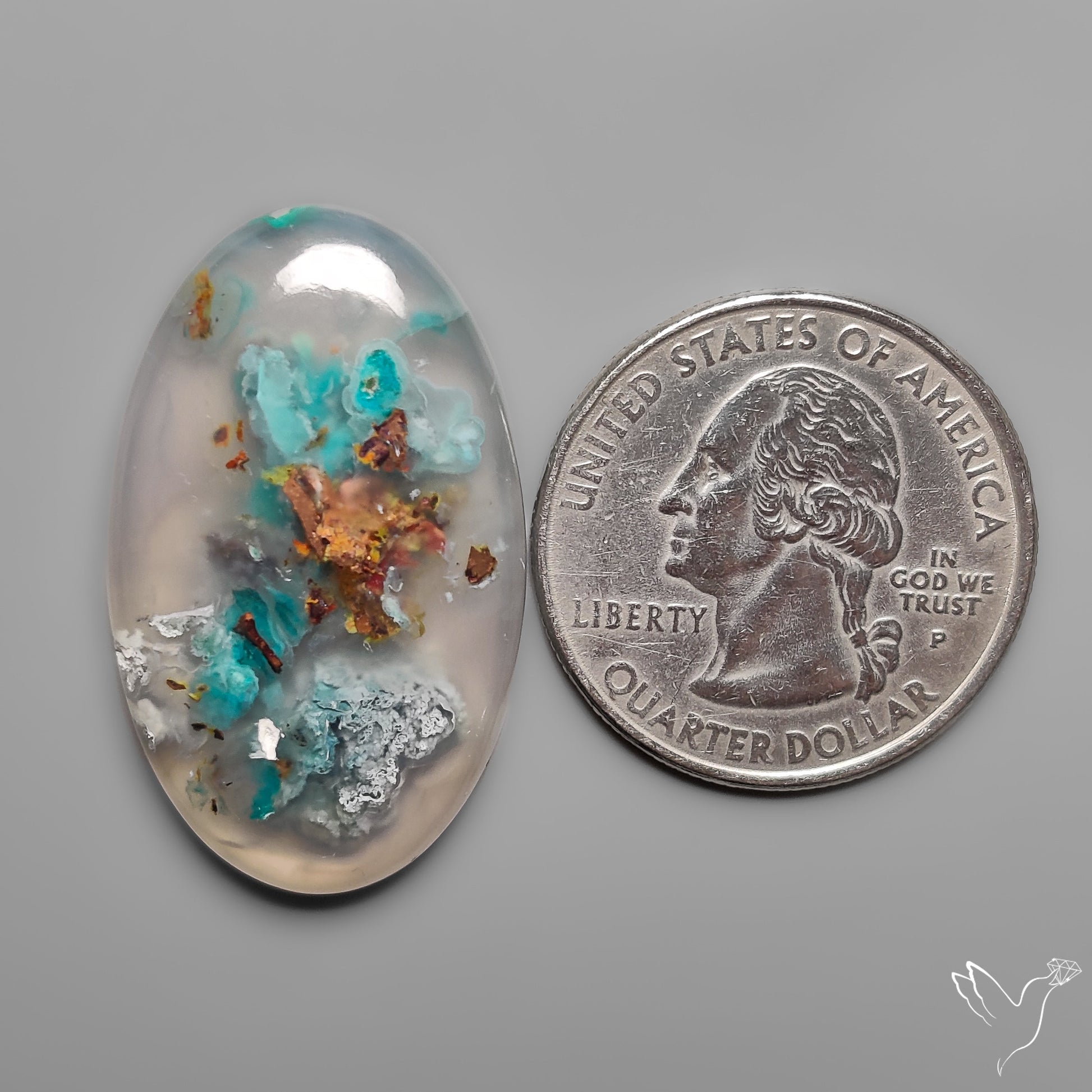 Confetti Gem Chrysocolla Cabochon from Arizona with Native Copper