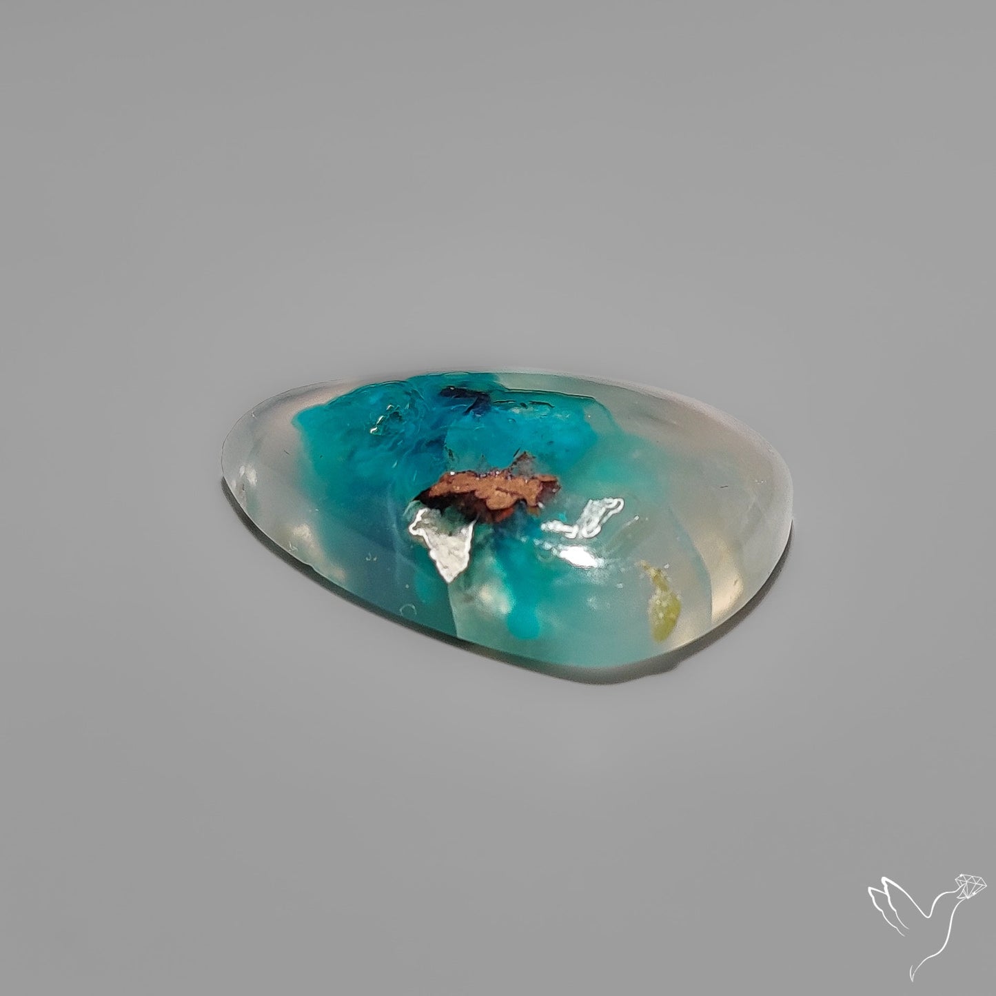 Confetti Gem Chrysocolla Cabochon from Arizona with Native Copper