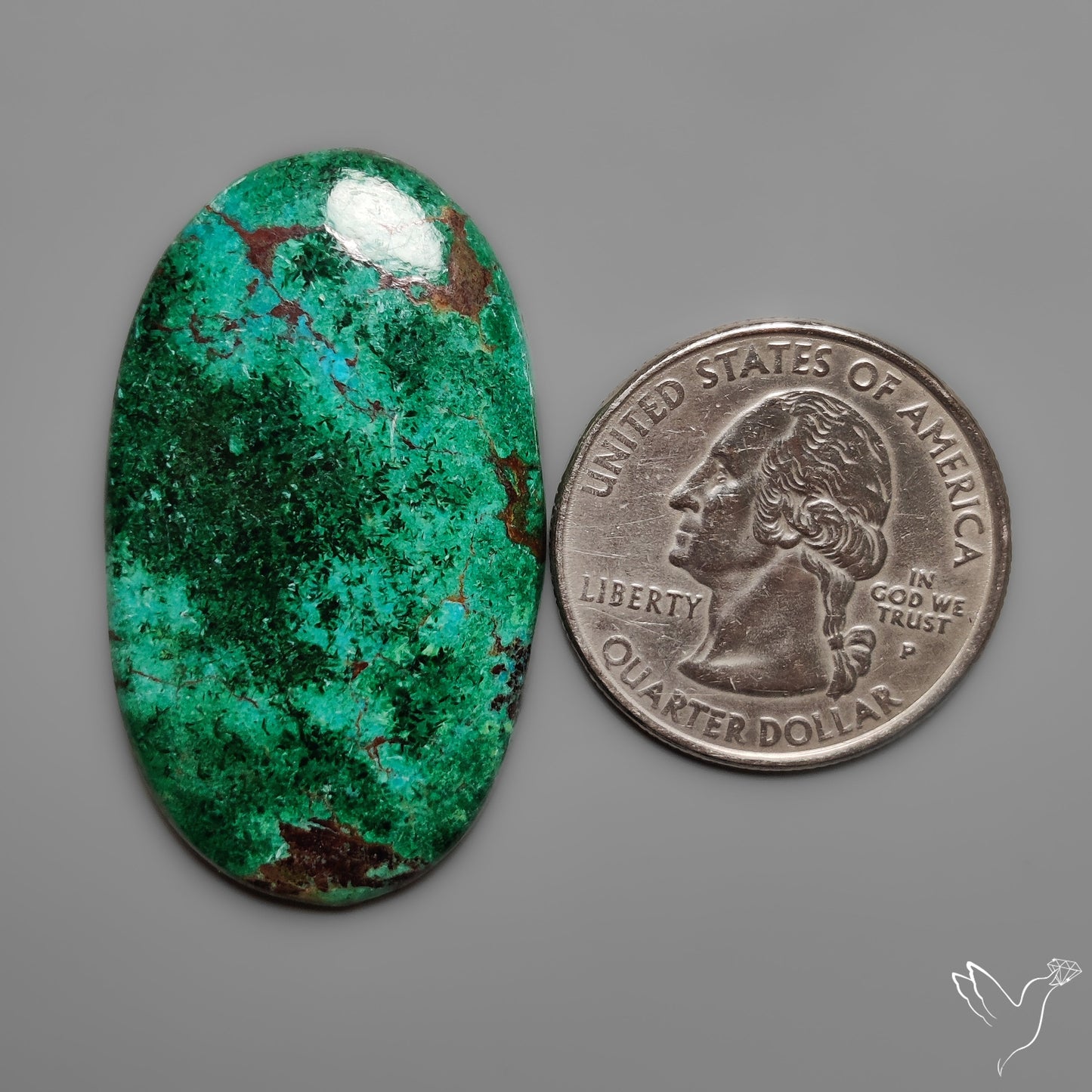 Peruvian Chrysocolla Cabochon Deep Green