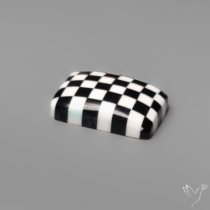 Black Marquina Checkerboard Inlay Cabochon