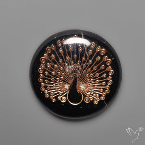 Gilded Peacock inlay in Black Onyx