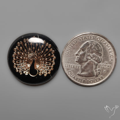 Gilded Peacock inlay in Black Onyx
