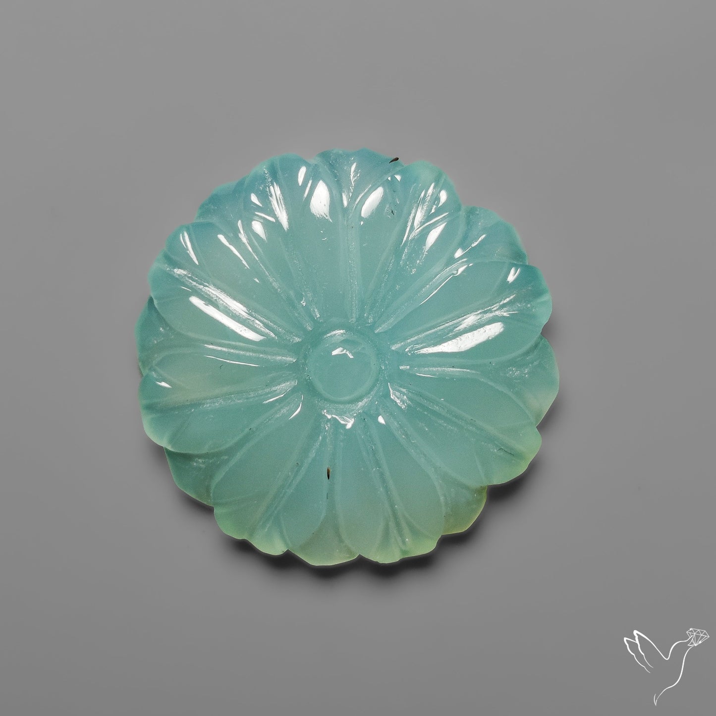 Aqua Chalcedony Flower Carving