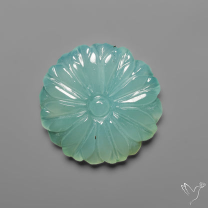 Aqua Chalcedony Flower Carving