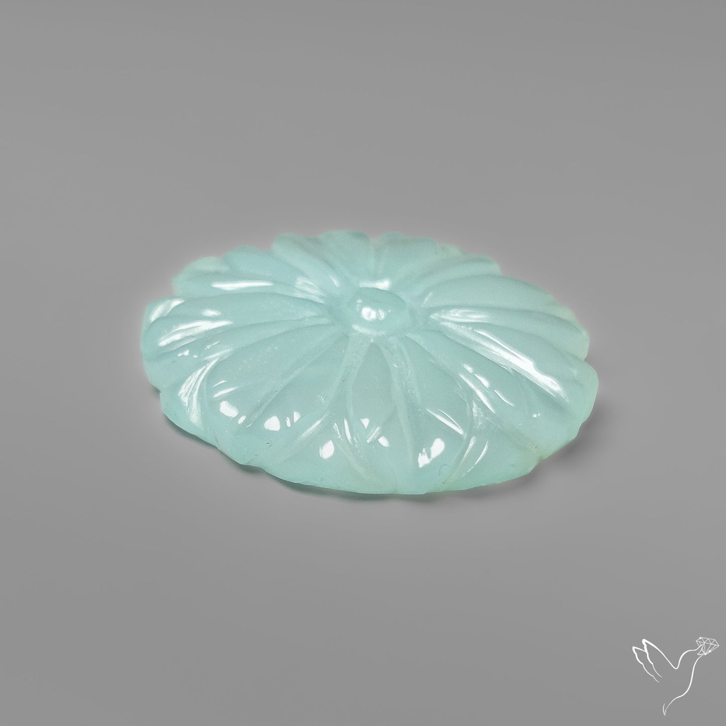 Aqua Chalcedony Flower Carving