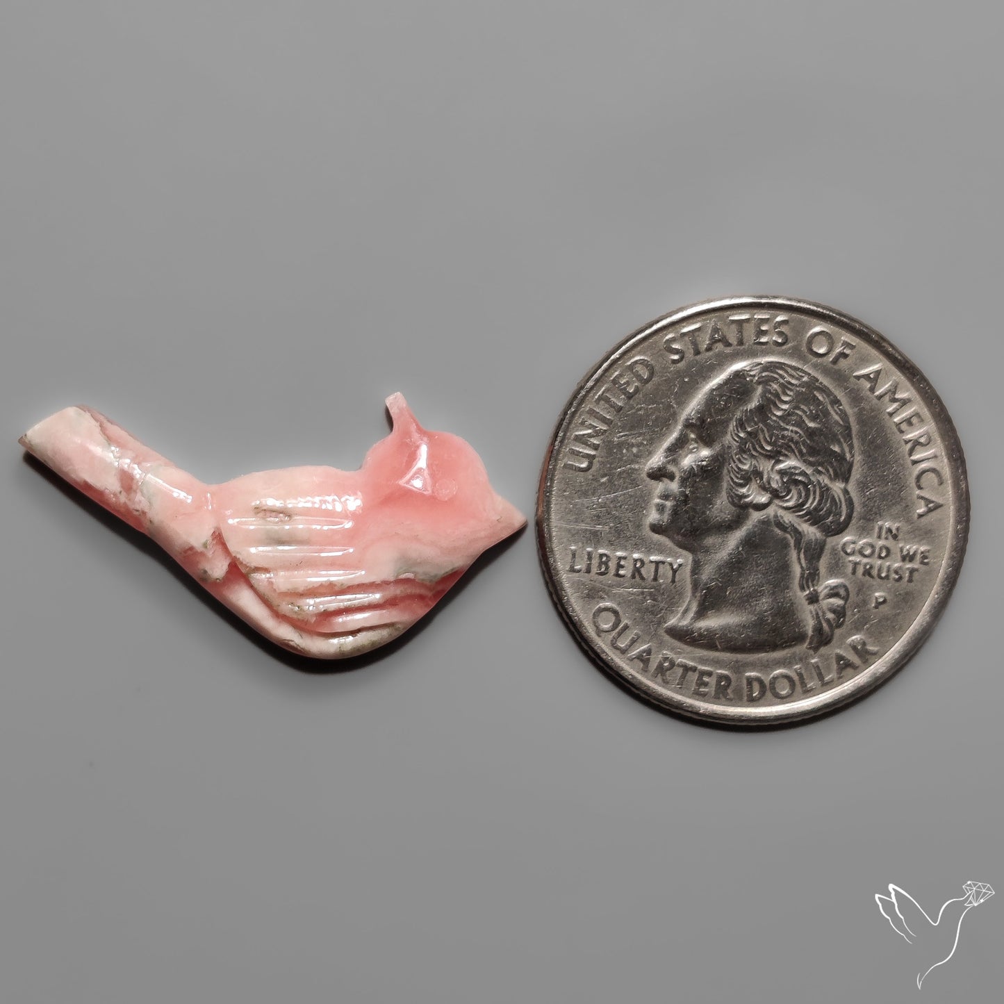 Rhodochrosite Bird Carving
