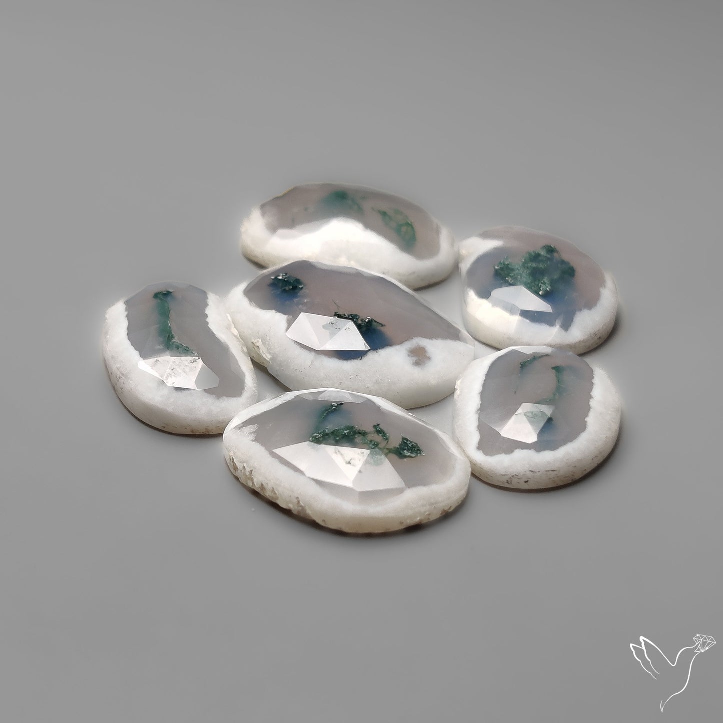 Rose Cut Solar Moss Agates Lot