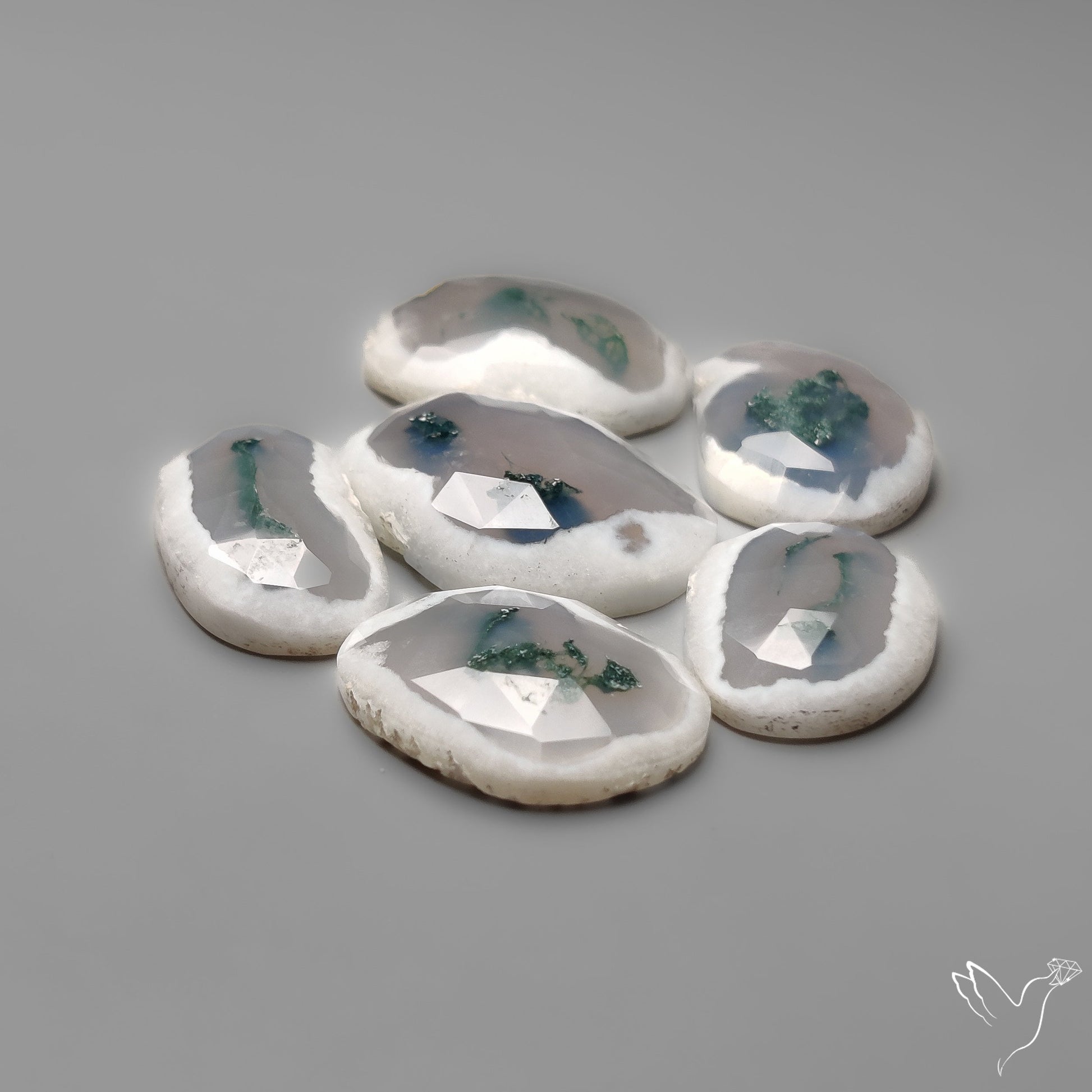 Rose Cut Solar Moss Agates Lot