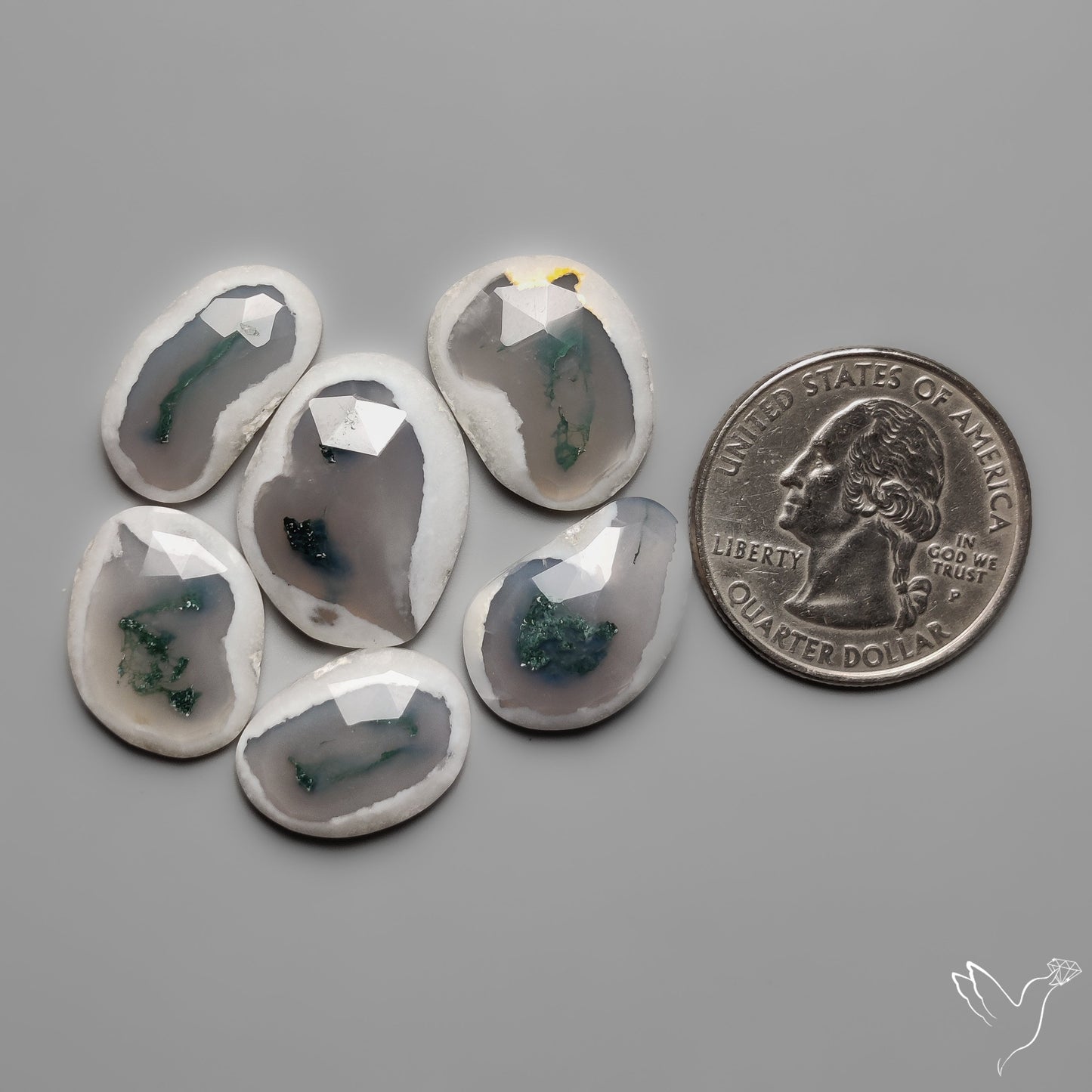 Rose Cut Solar Moss Agates Lot