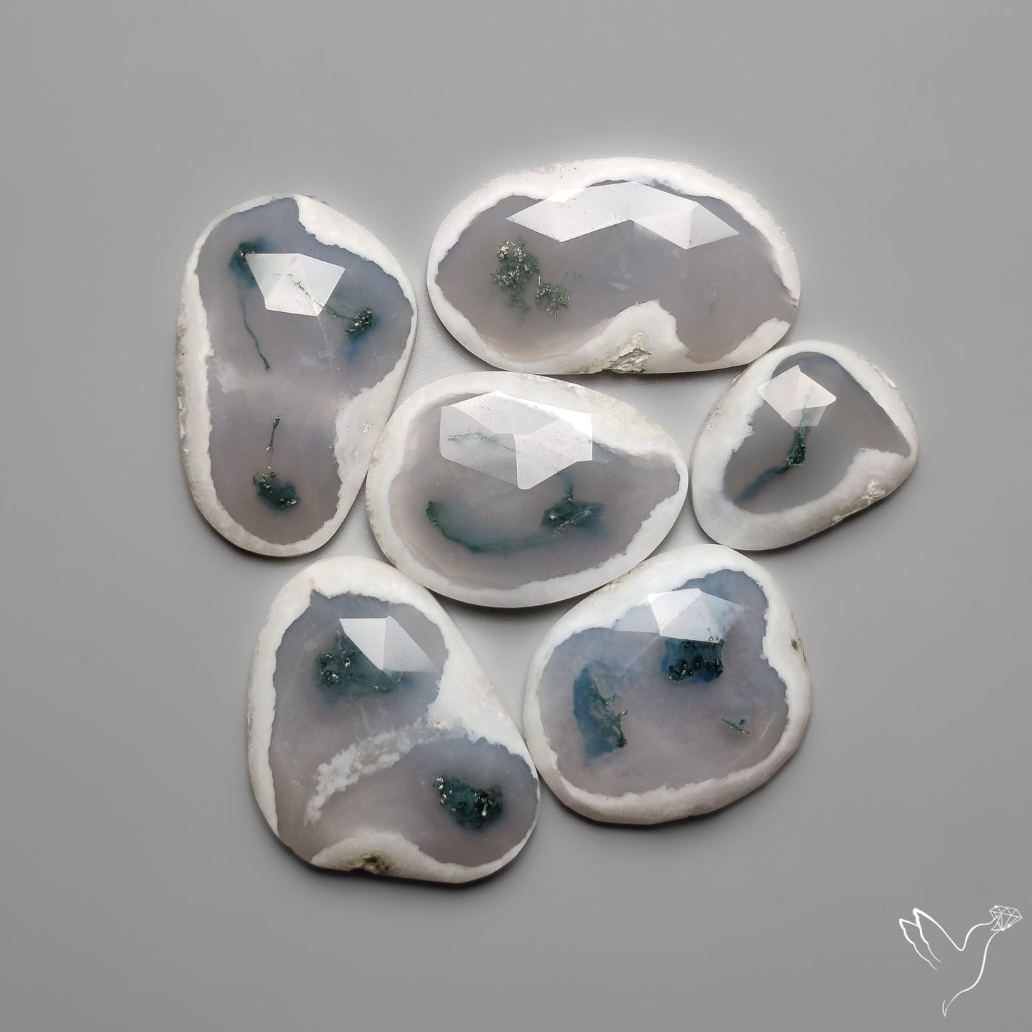 Rose Cut Solar Moss Agates Lot