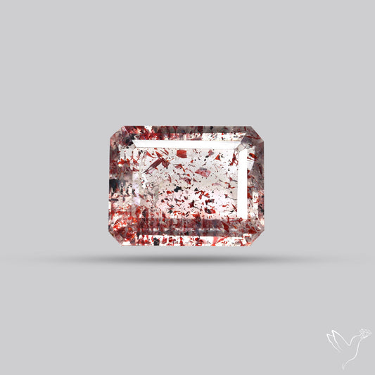 Lepidocrocite In Quartz Faceted Fine Gemstone