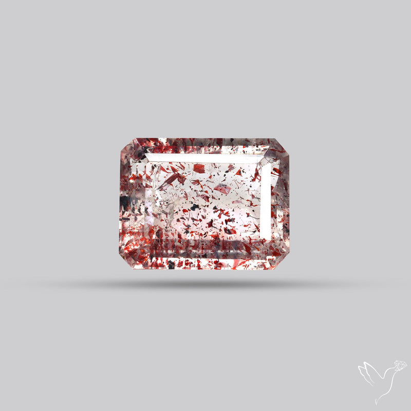 Lepidocrocite In Quartz Faceted Fine Gemstone