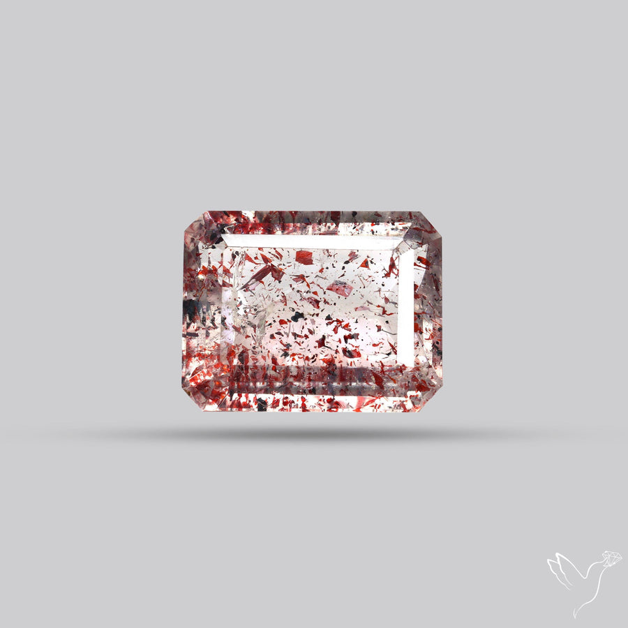 Lepidocrocite In Quartz Faceted Fine Gemstone