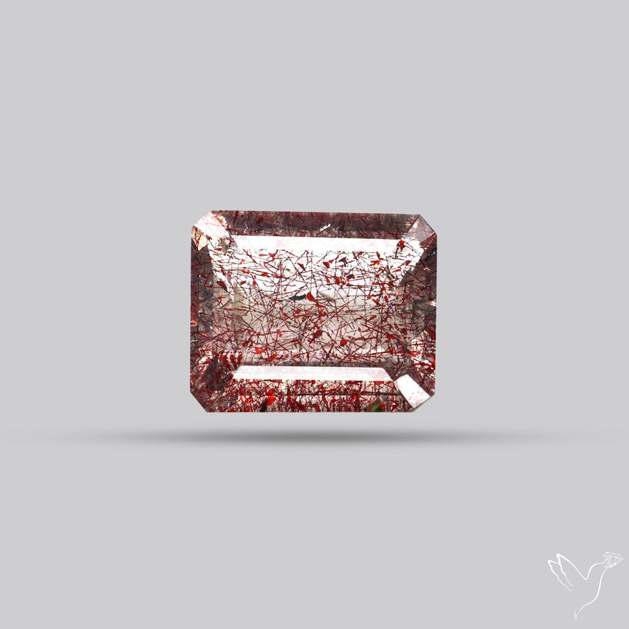 Lepidocrocite In Quartz Faceted Fine Gemstone