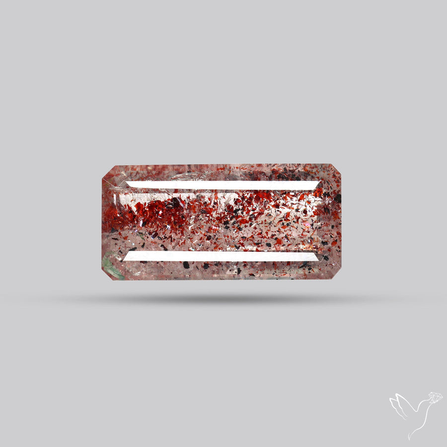 Lepidocrocite In Quartz Faceted Fine Gemstone