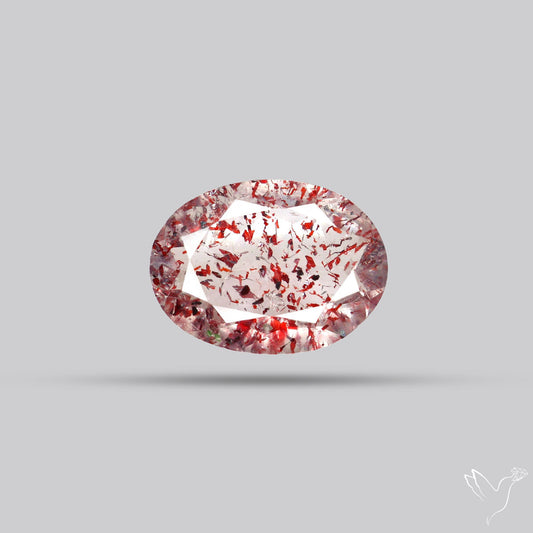 Lepidocrocite In Quartz Faceted Fine Gemstone