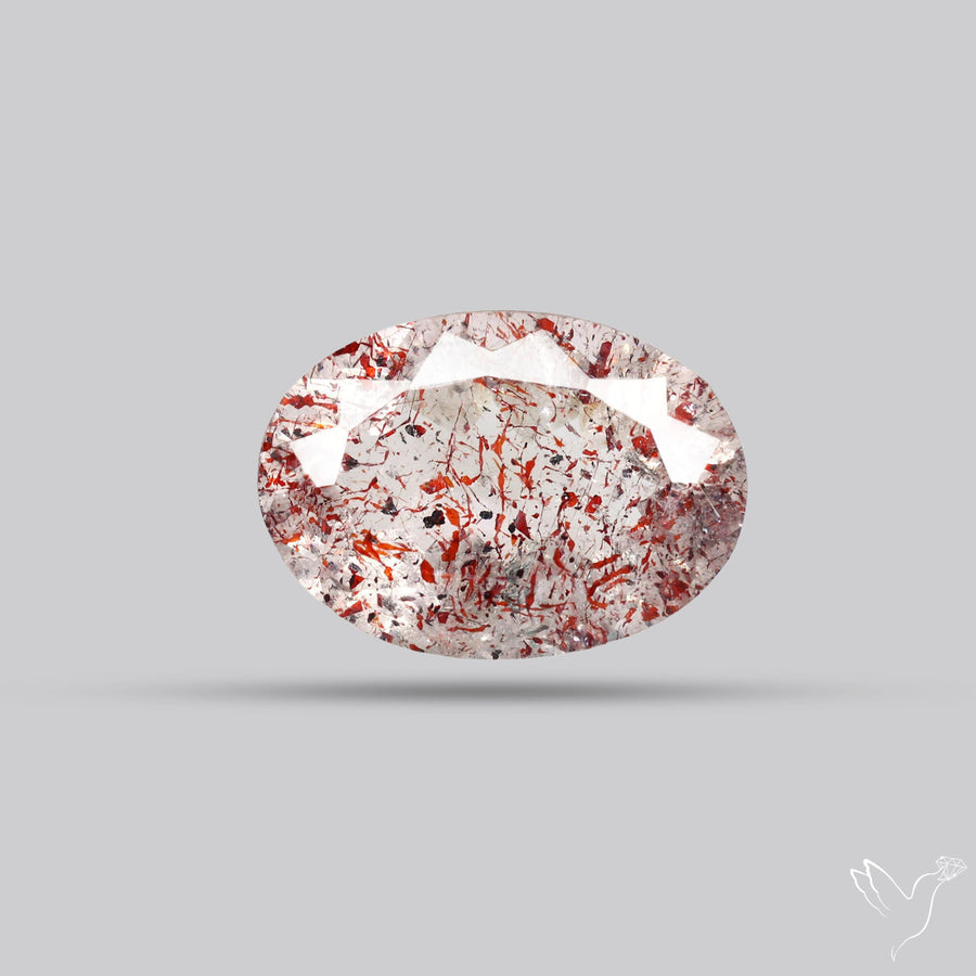 Lepidocrocite In Quartz Faceted Fine Gemstone