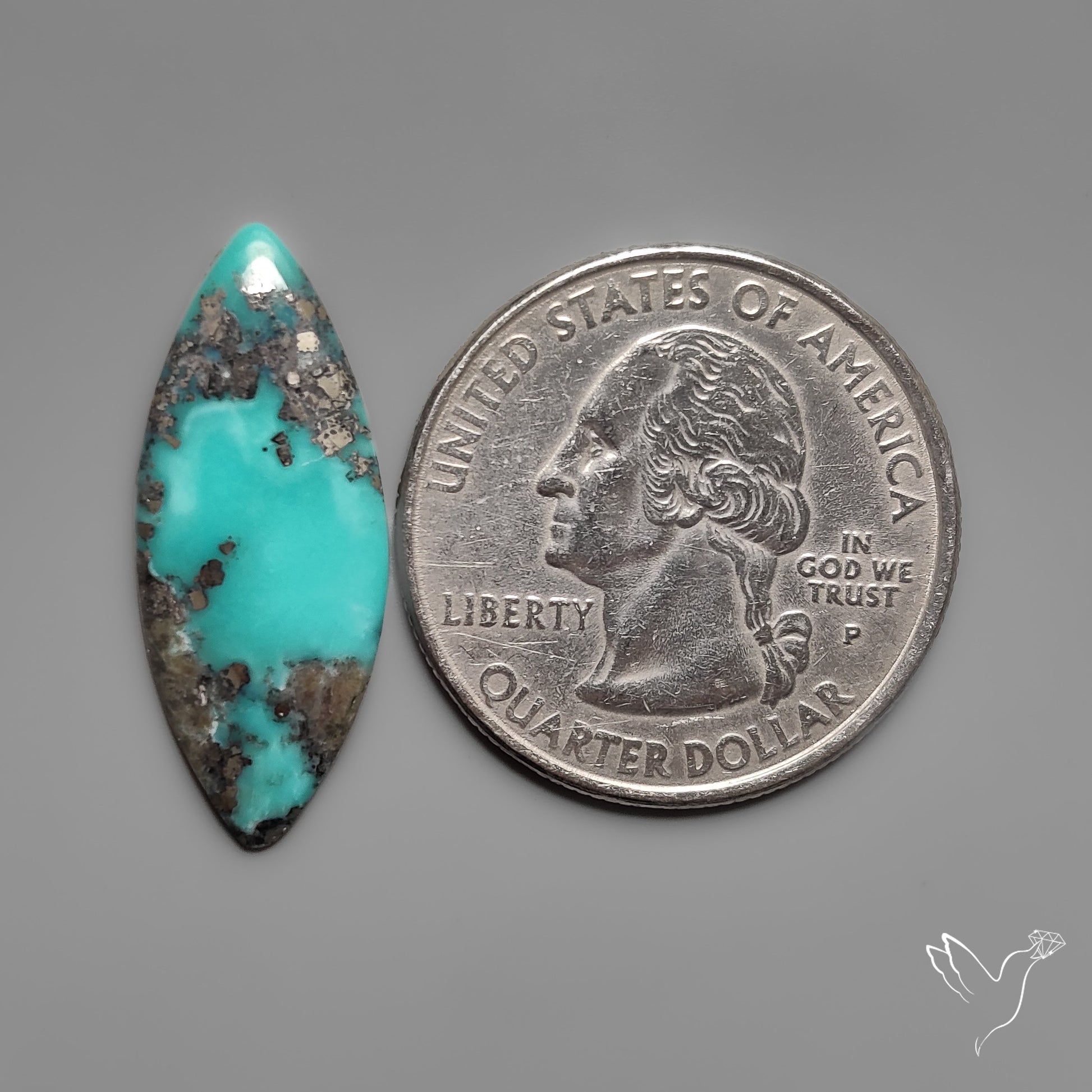 Campitos Turquoise Cabochon with Pyrite Inclusions