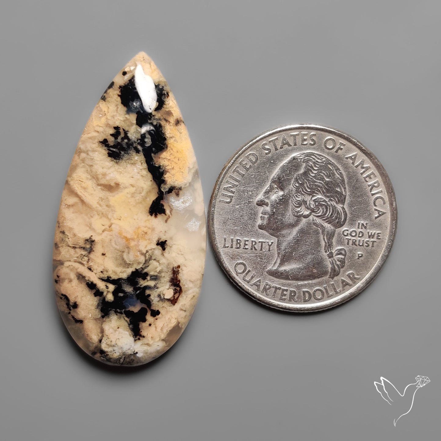 Australian Dendritic Agate Cabochon aka Yellow/Tiger Dendrite