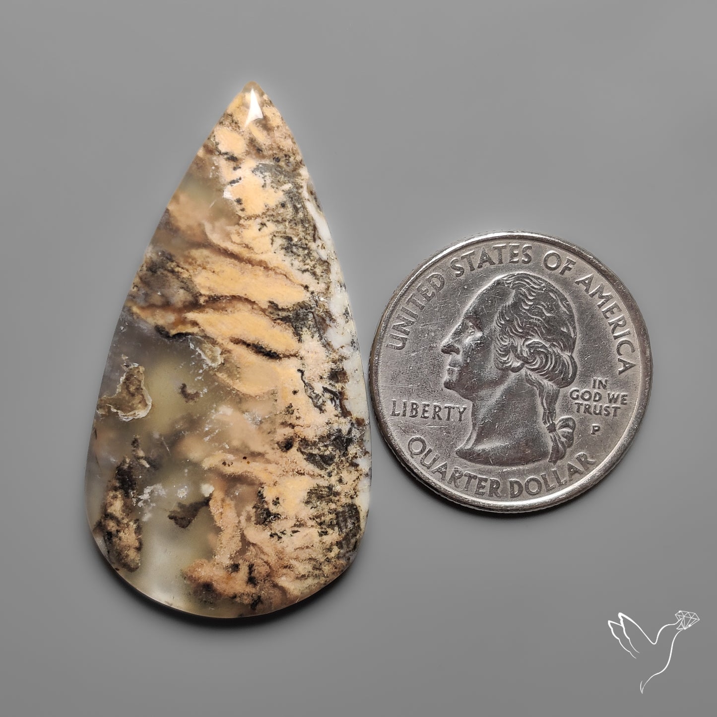 Australian Dendritic Agate Cabochon aka Yellow/Tiger Dendrite