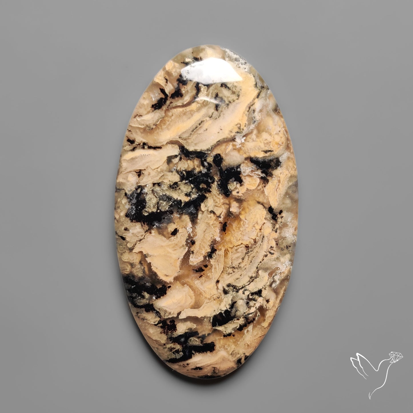 Australian Dendritic Agate Cabochon aka Yellow/Tiger Dendrite