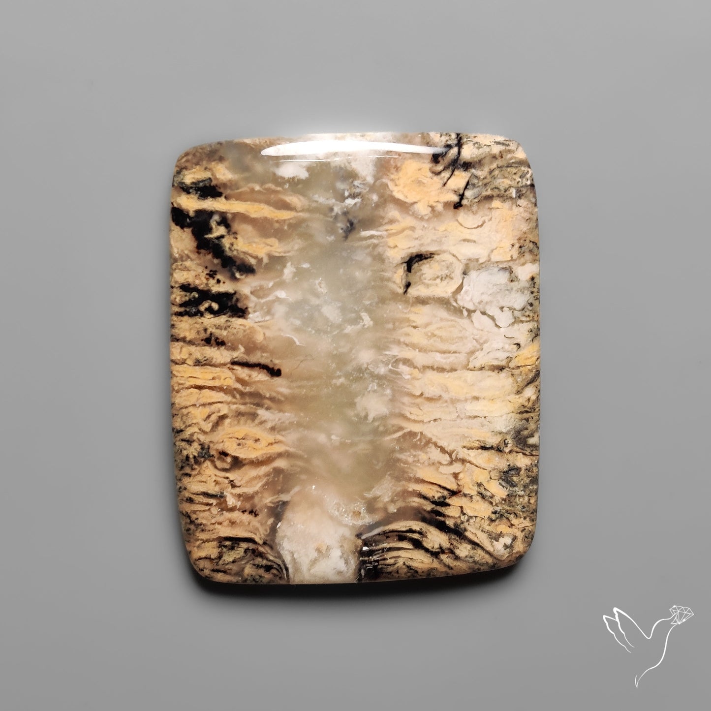 Australian Dendritic Agate Cabochon aka Yellow/Tiger Dendrite