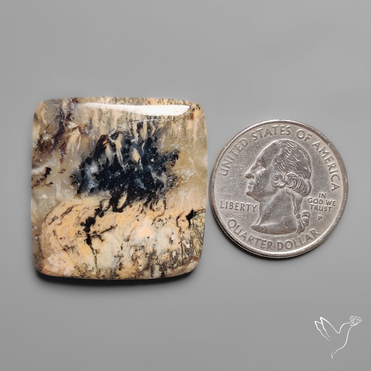 Australian Dendritic Agate Cabochon aka Yellow/Tiger Dendrite