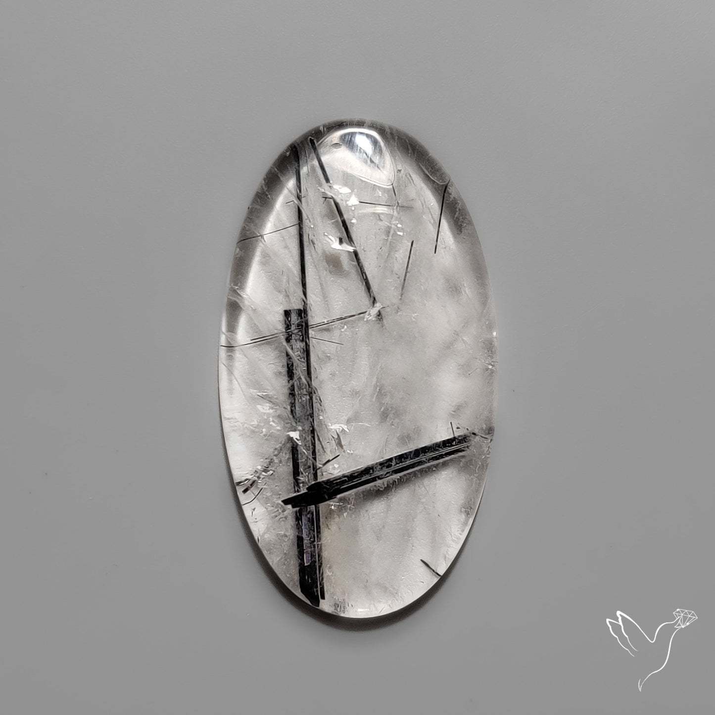 Black Tourmaline in Quartz Cabochon