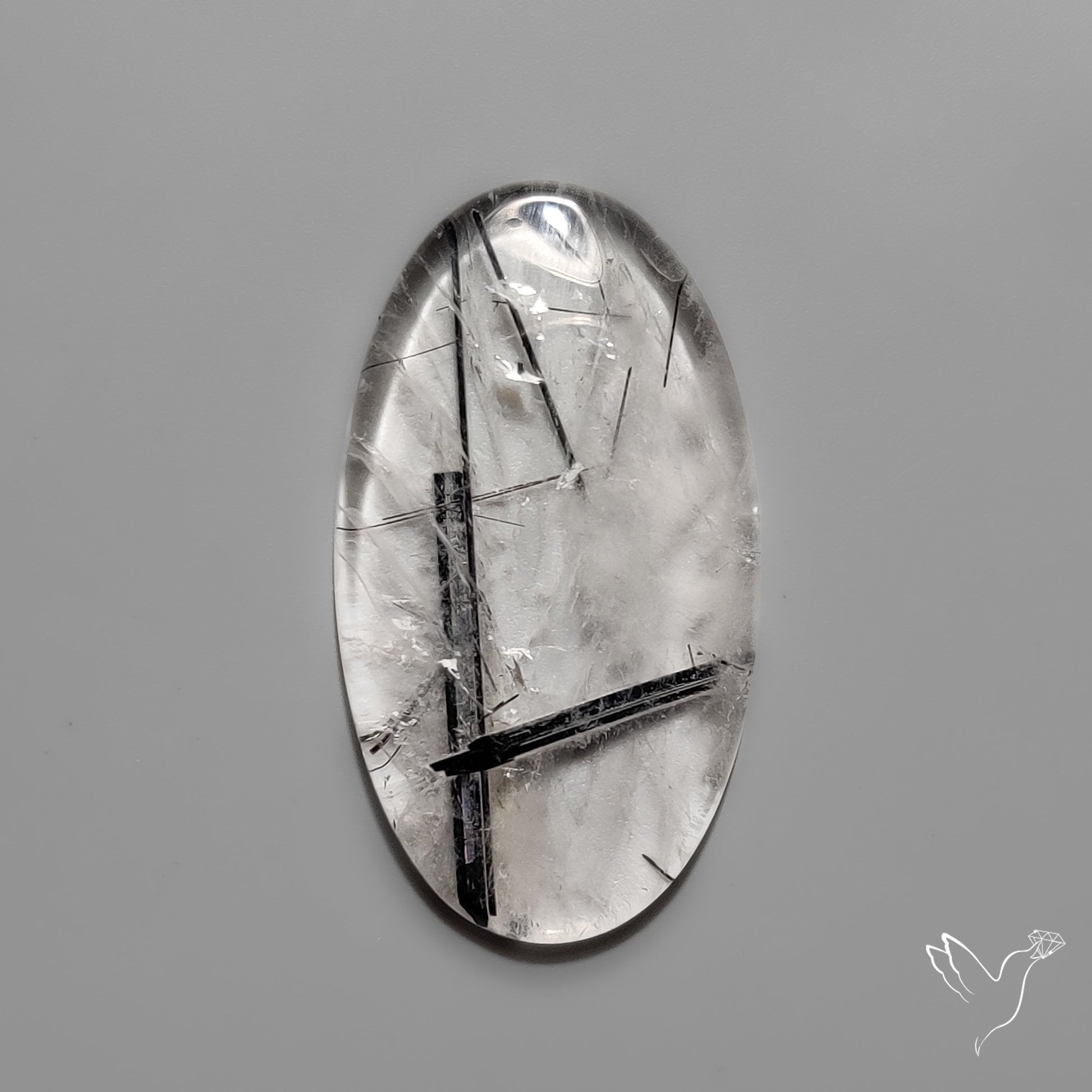 Black Tourmaline in Quartz Cabochon