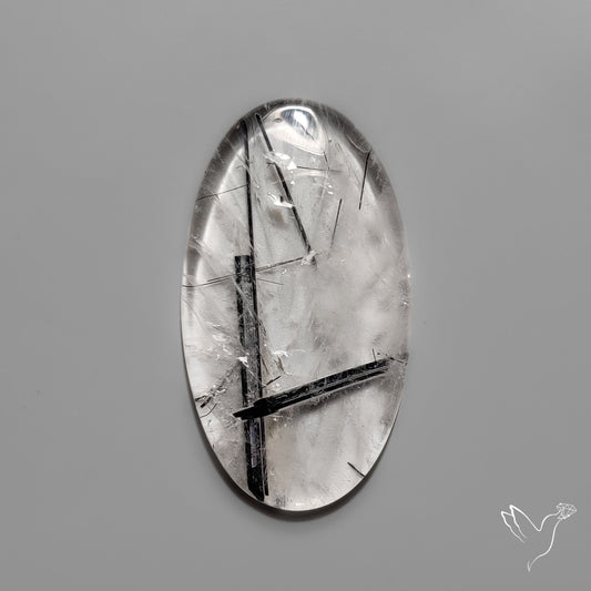 Black Tourmaline in Quartz Cabochon