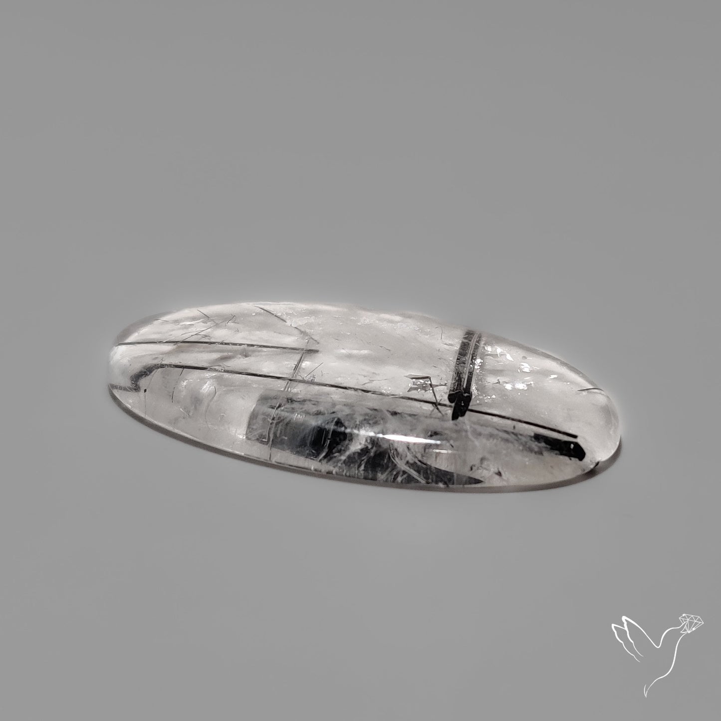 Black Tourmaline in Quartz Cabochon