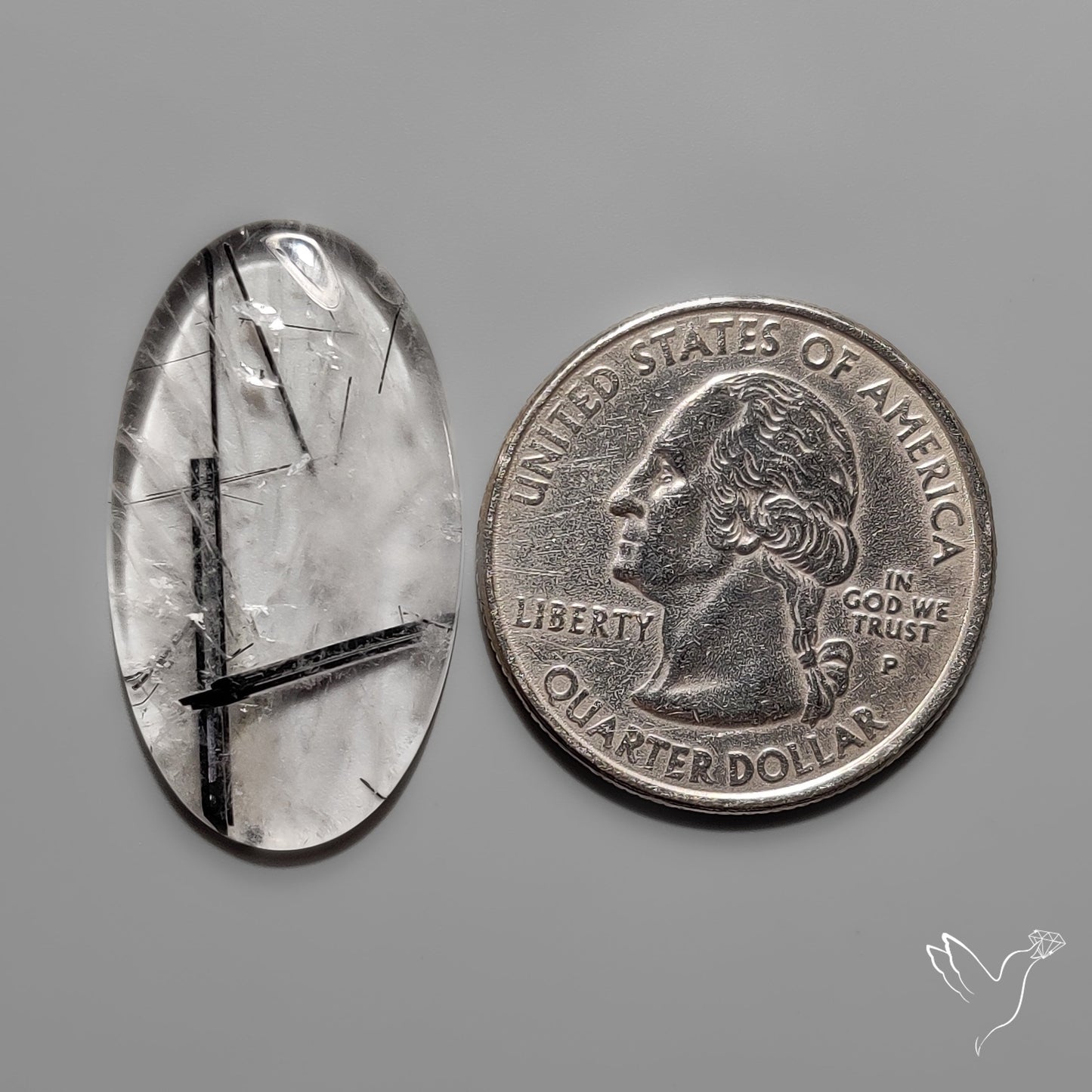 Black Tourmaline in Quartz Cabochon