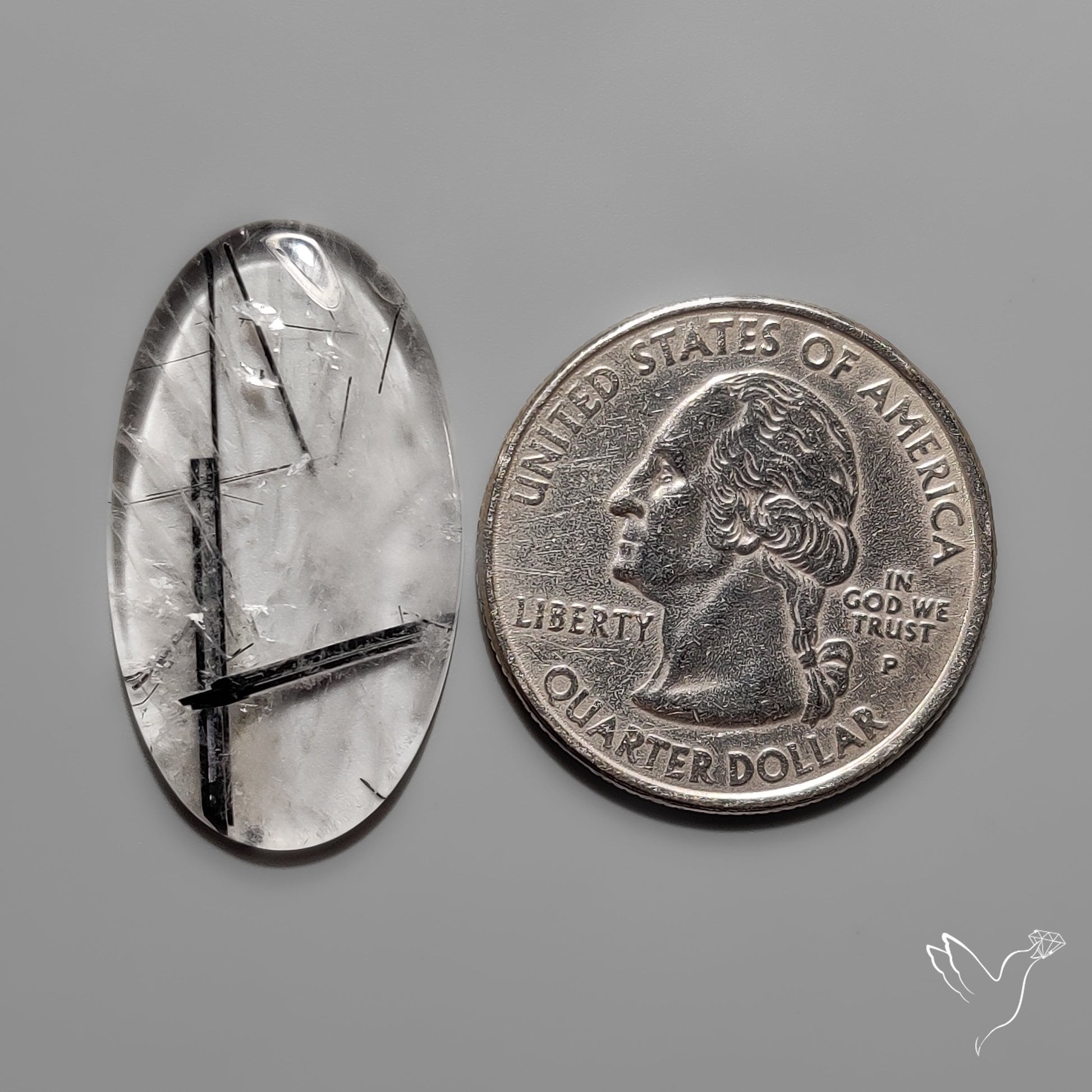 Black Tourmaline in Quartz Cabochon