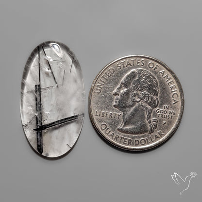 Black Tourmaline in Quartz Cabochon