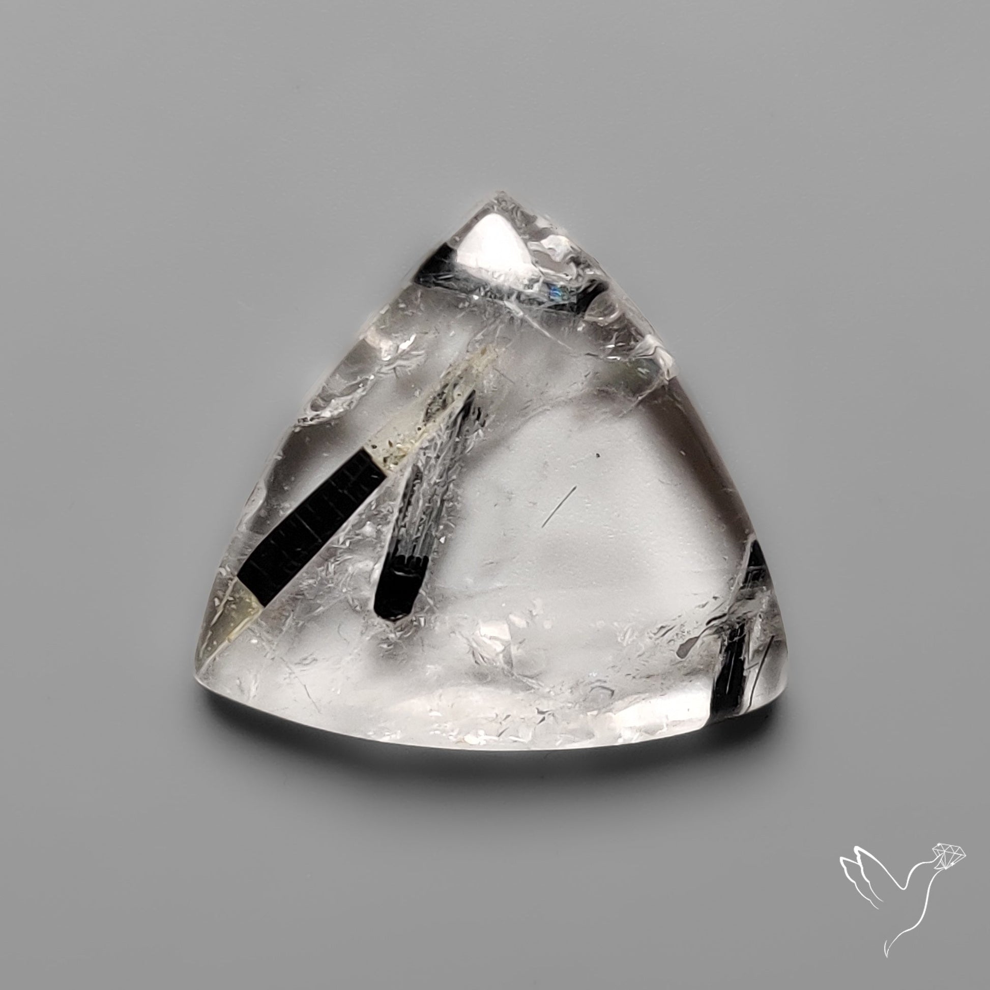 Black Tourmaline in Quartz Cabochon