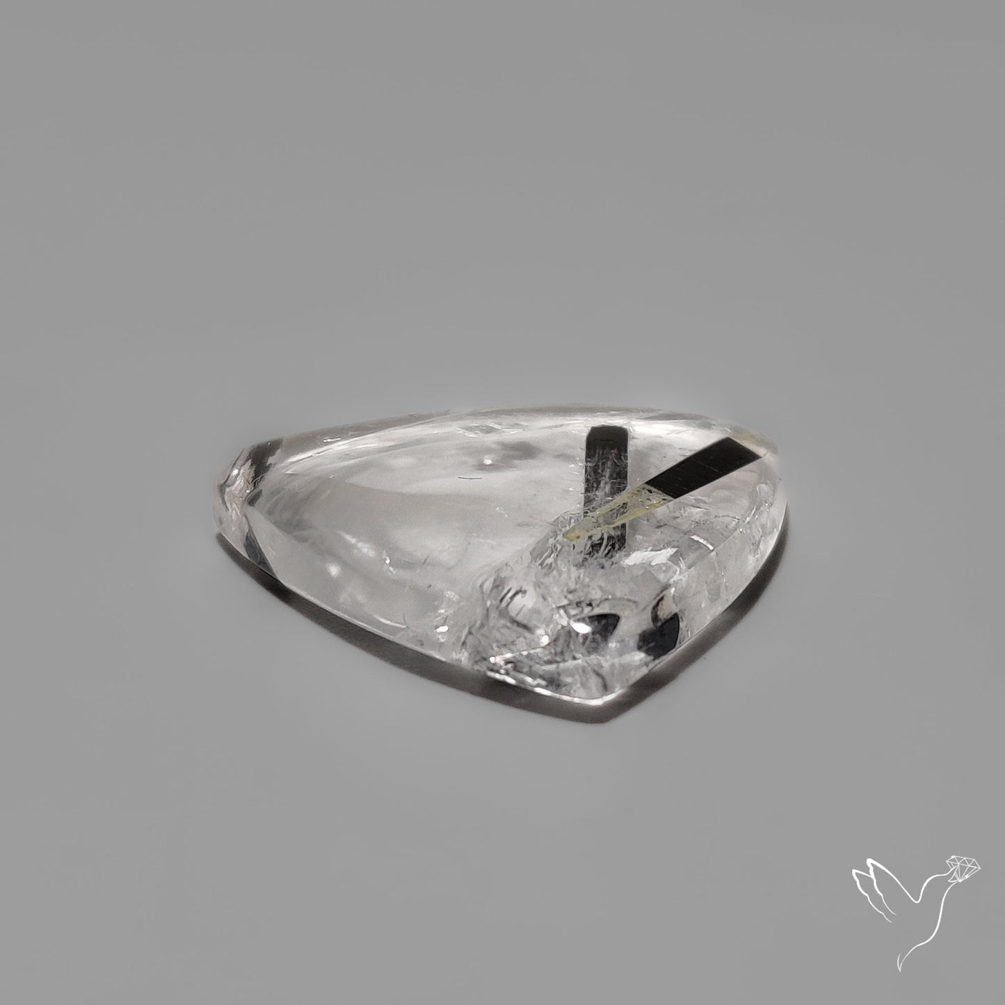 Black Tourmaline in Quartz Cabochon