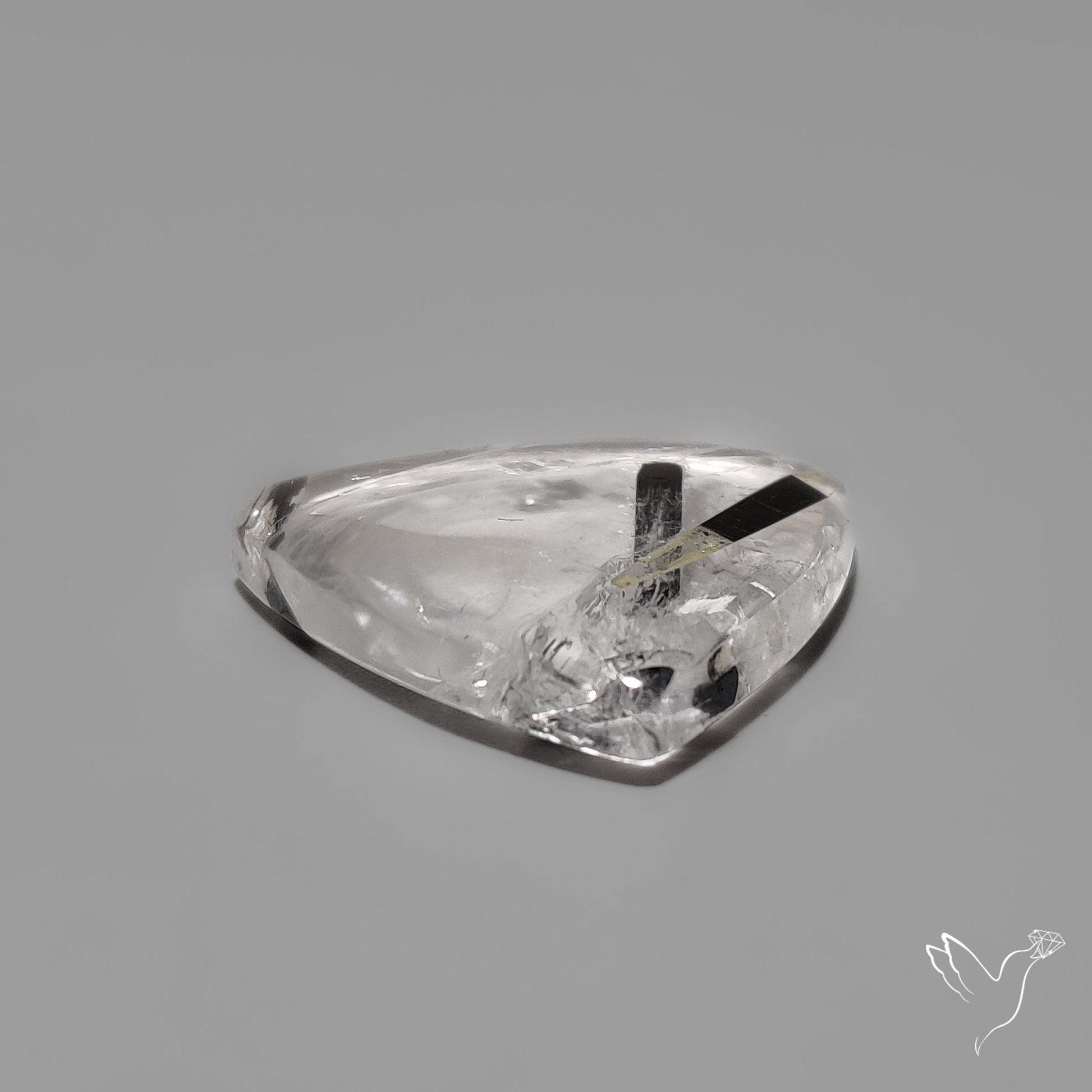 Black Tourmaline in Quartz Cabochon