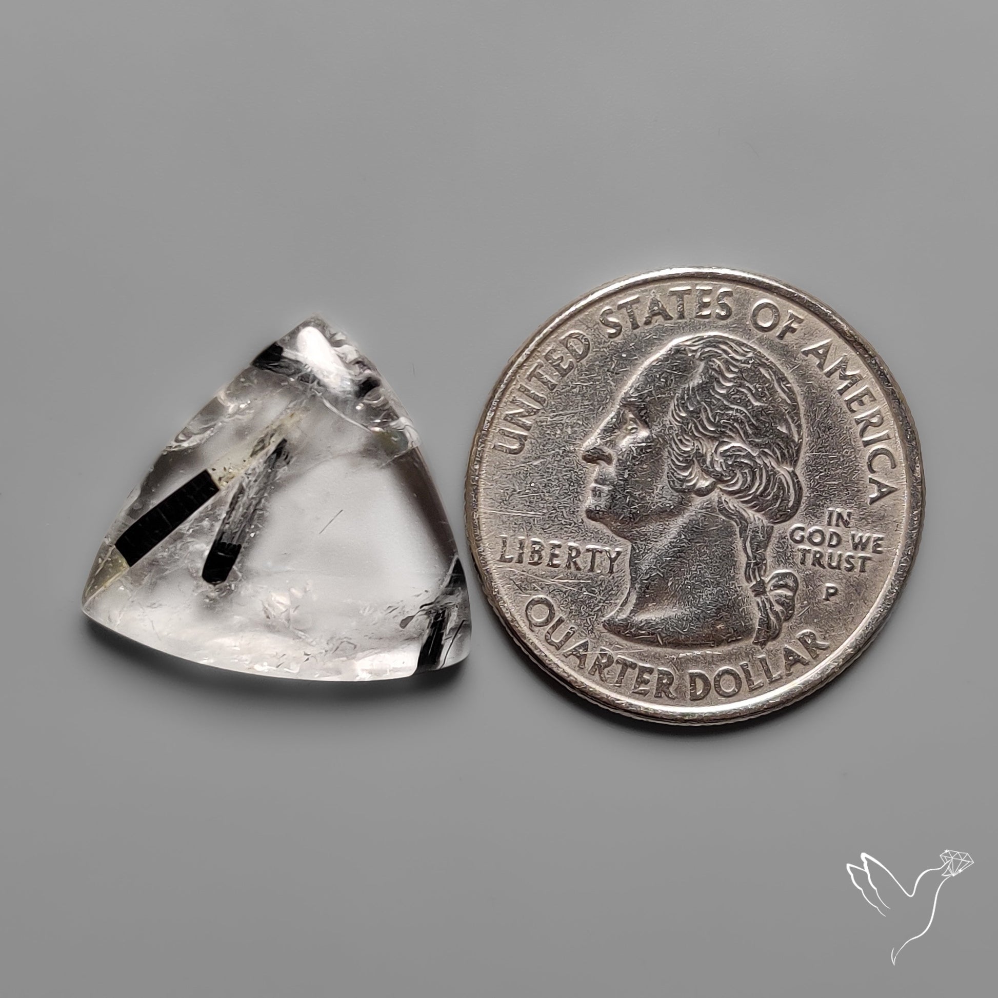 Black Tourmaline in Quartz Cabochon