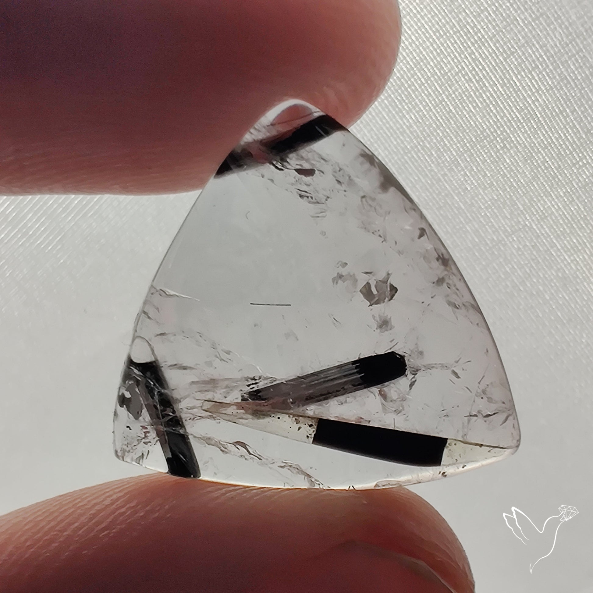 Black Tourmaline in Quartz Cabochon