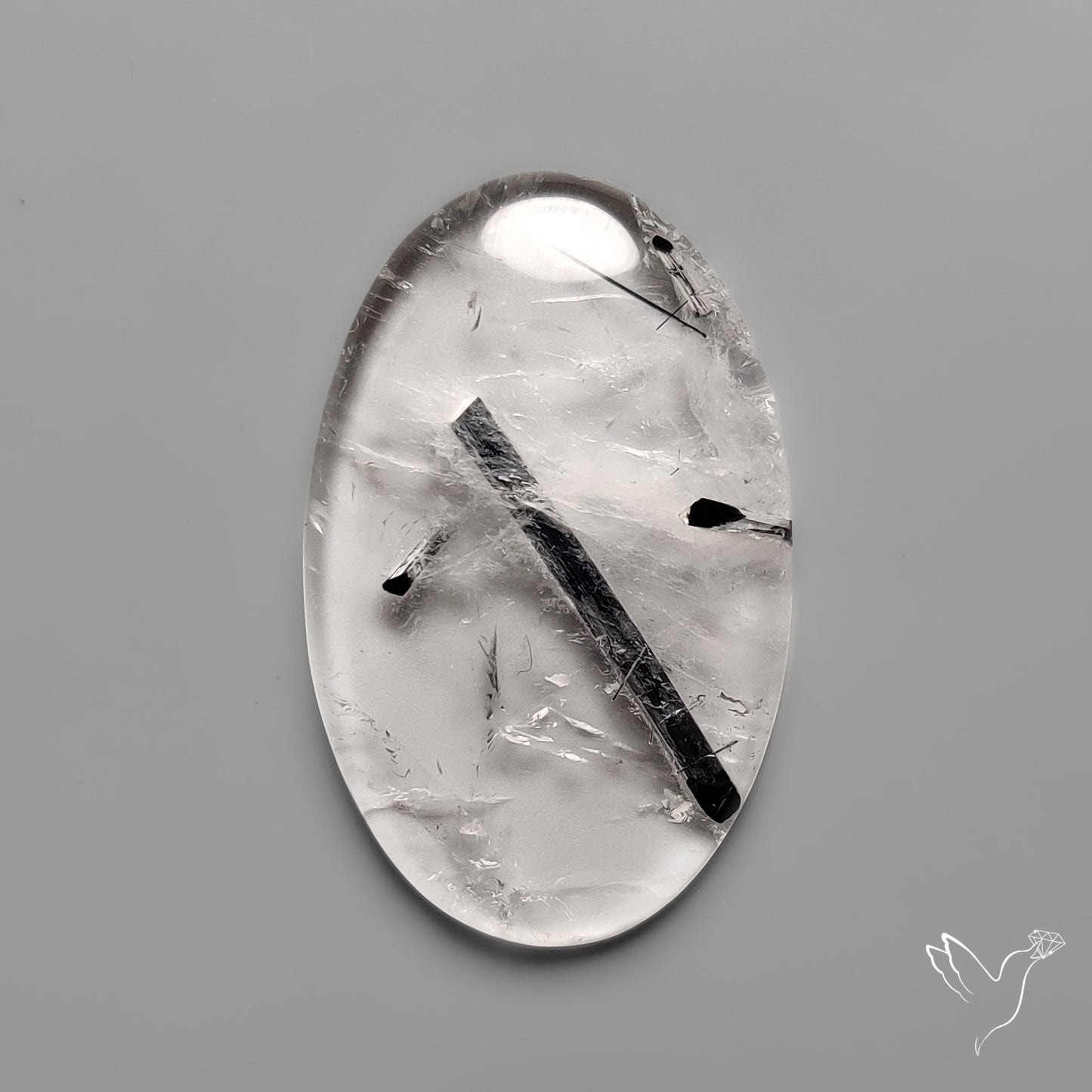 Black Tourmaline in Quartz Cabochon