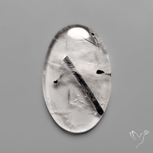 Black Tourmaline in Quartz Cabochon